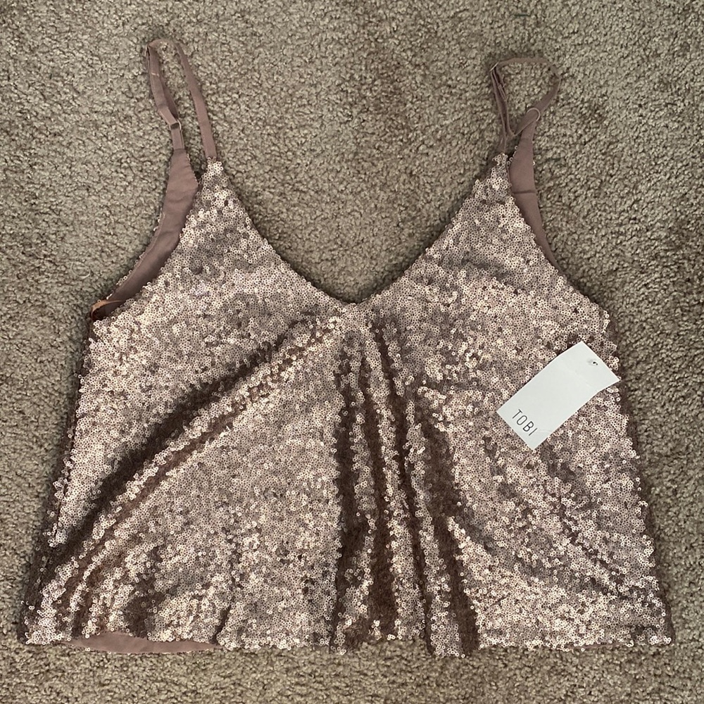 TOBI Gold Sequin Top
